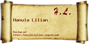 Hanula Lilian névjegykártya